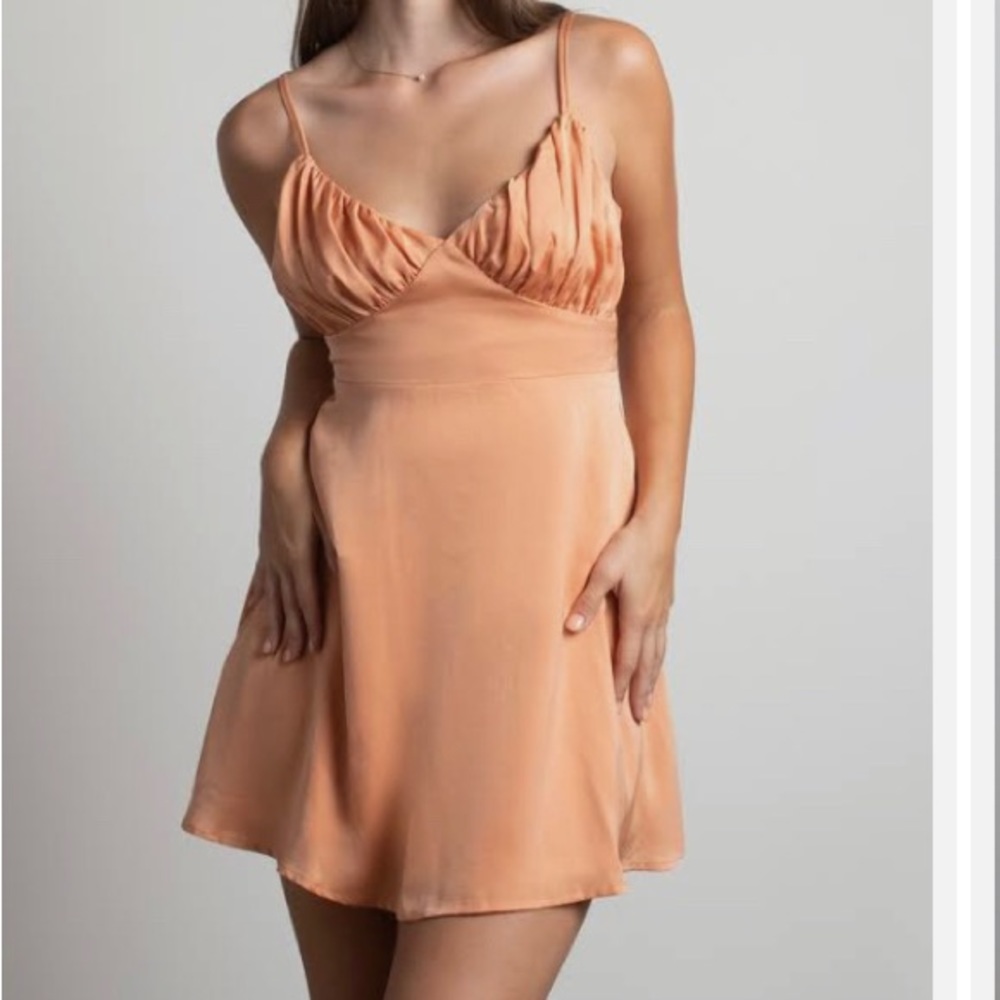 Copper colored satin minidress